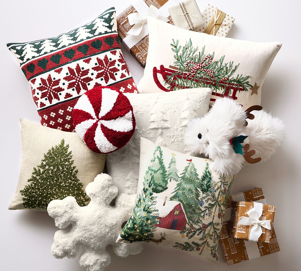 Pottery Barn Luxe Faux Fur Dog with Antlers Shaped Pillow