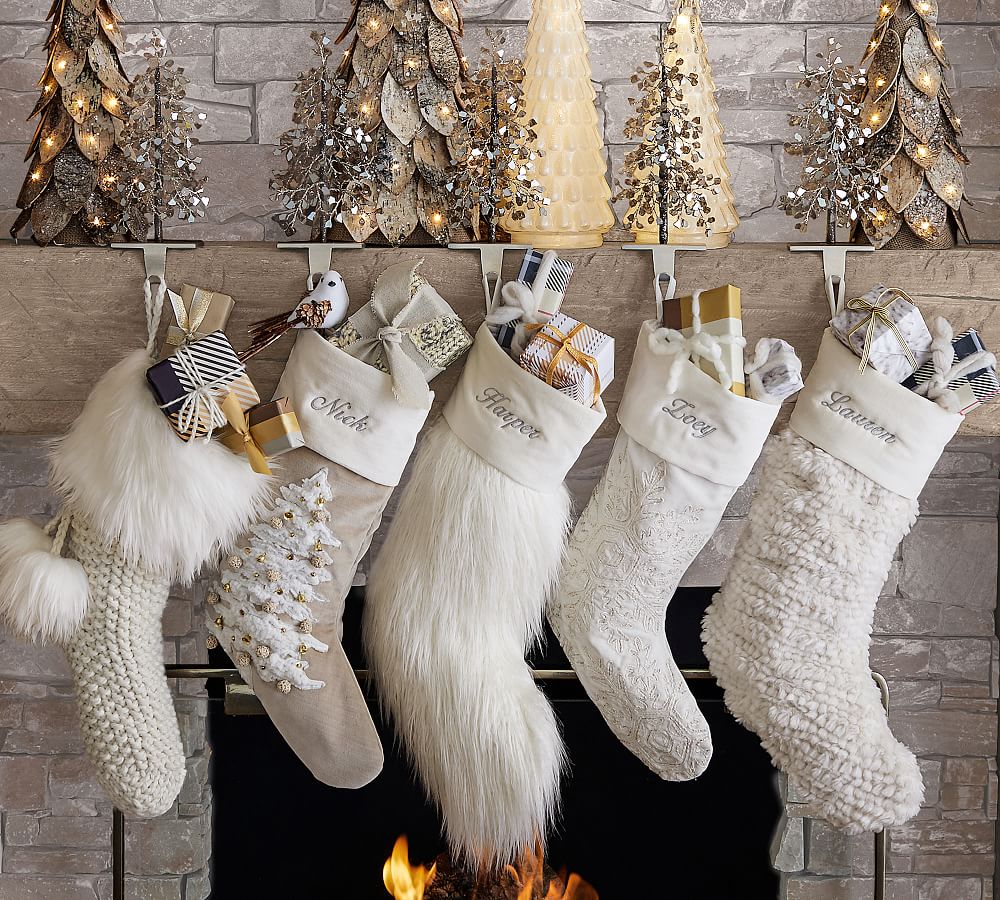 Pottery Barn Embellished Velvet Stockings