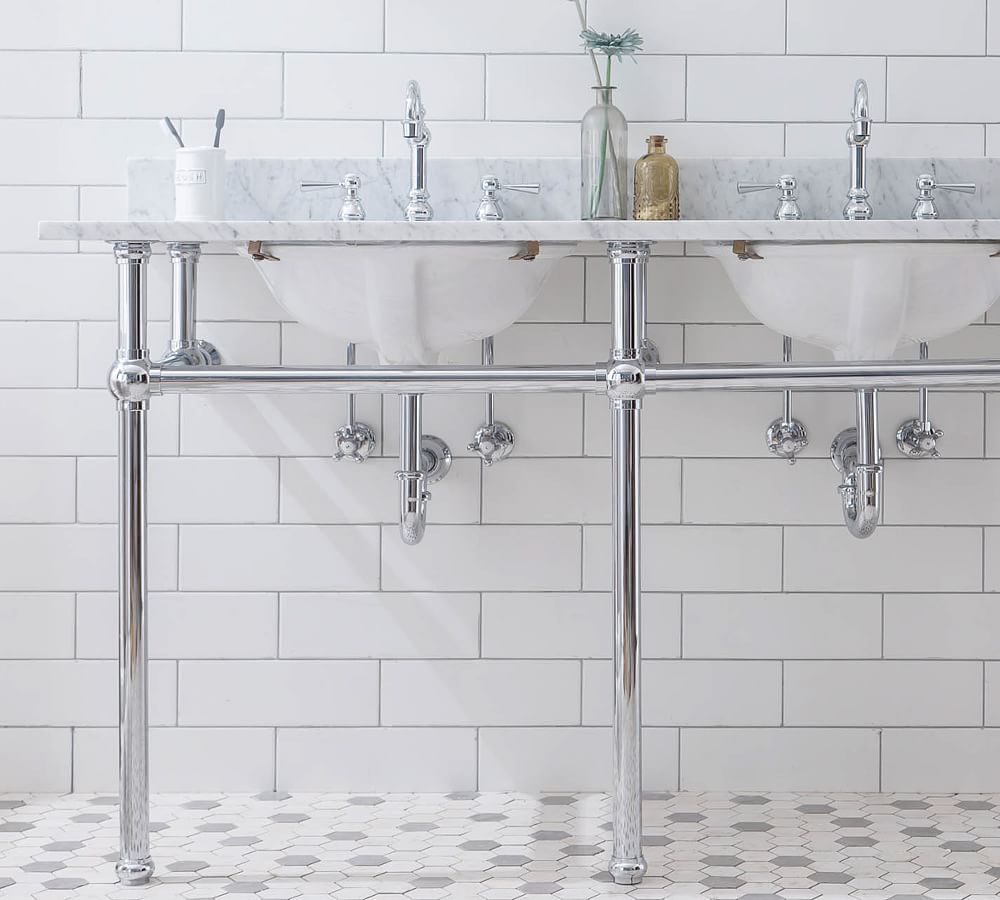 Pottery Barn Aveline 60-72" Marble Top Double Sink Vanity