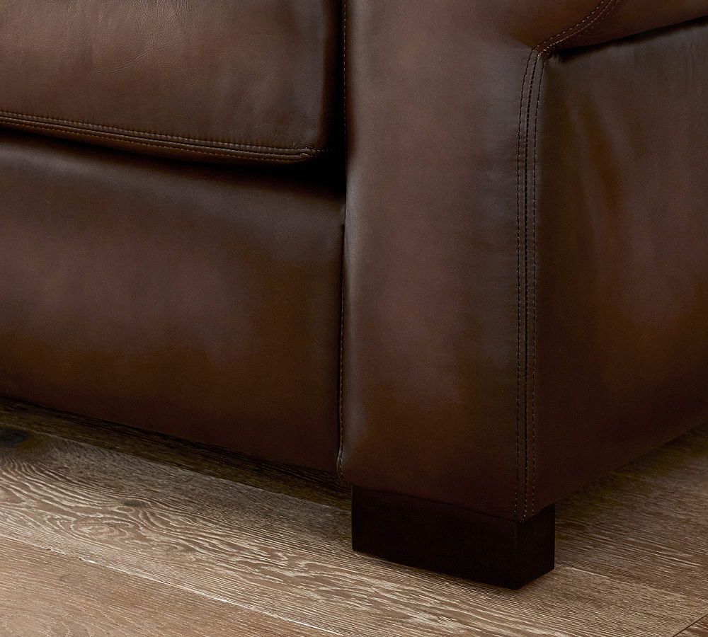 Pottery Barn Turner Roll Arm Leather 4-Piece Chaise Sectional (140"-144")