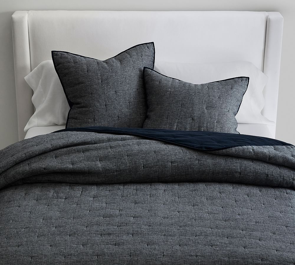 Pottery Barn European Flax Linen Waffle Quilt