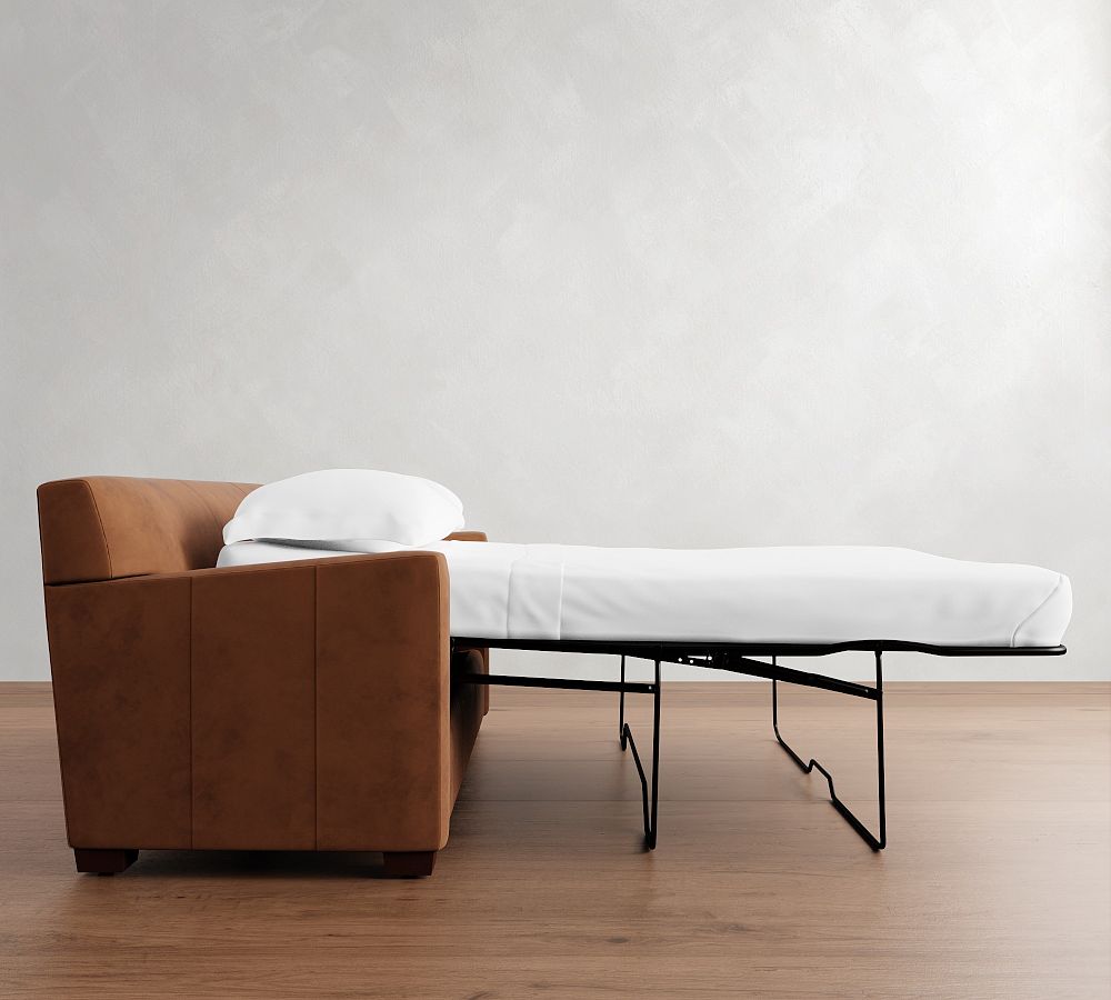Pottery Barn Ashby Leather Sleeper Sofa (83")