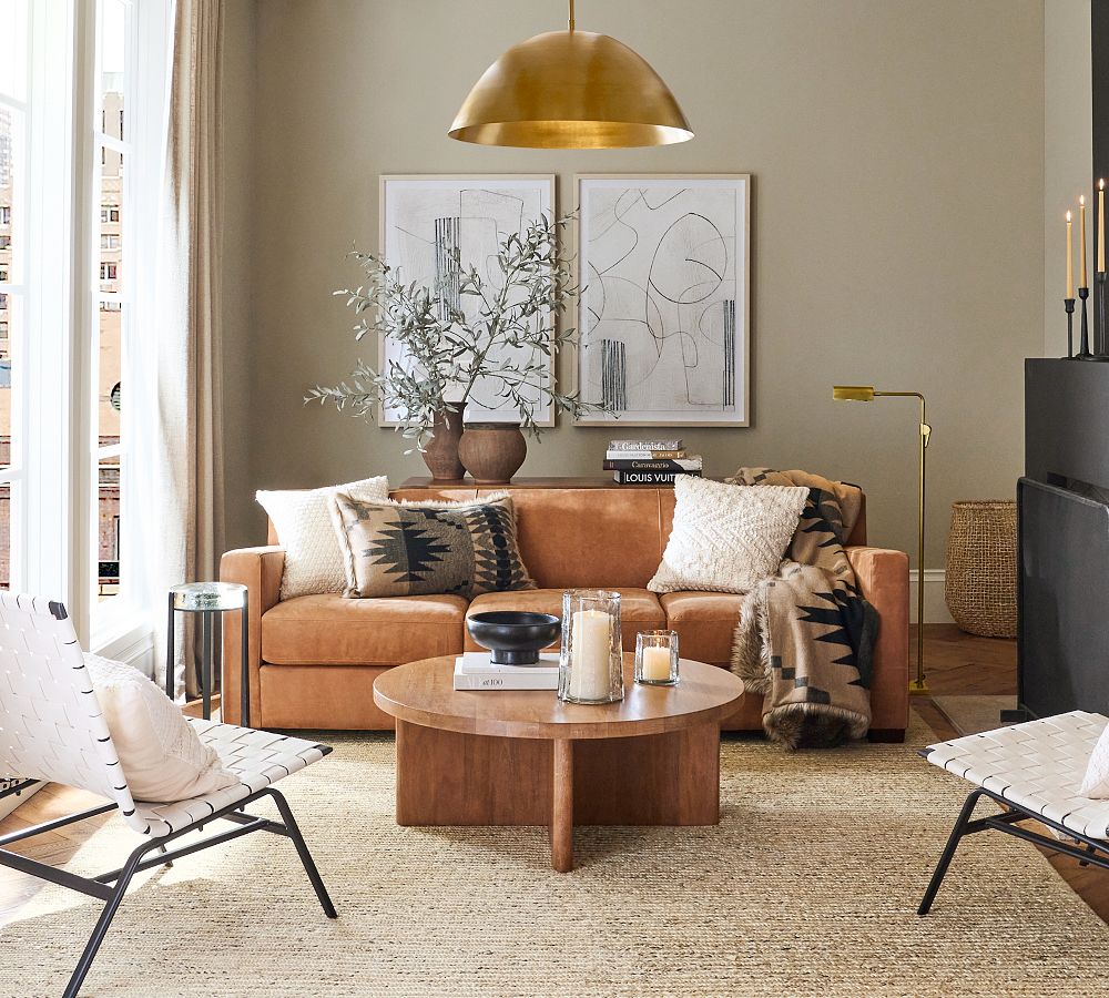 Pottery Barn Ashby Leather Sofa (67"-89")