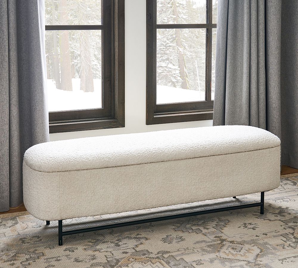 Pottery Barn Melrose Upholstered Storage Bench (57")