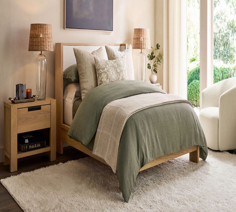 Pottery Barn Brooks Upholstered Shelter Bed