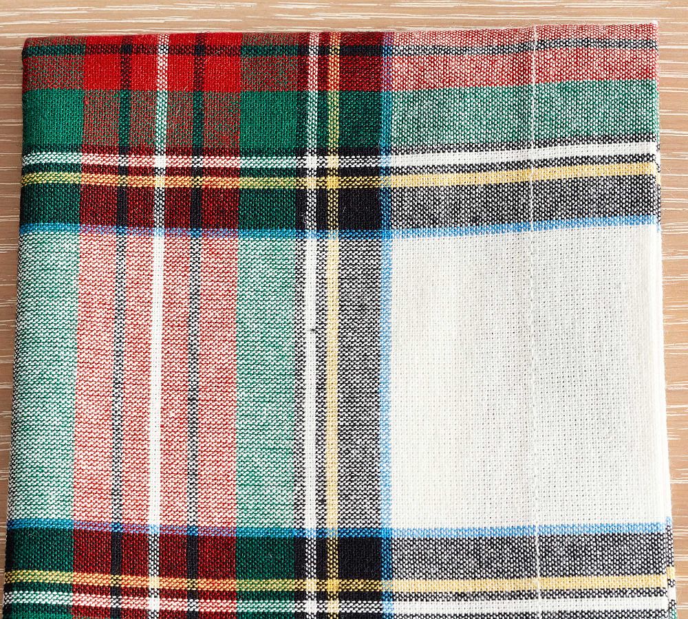 Pottery Barn Stewart Plaid Cotton Napkins - Set of 4