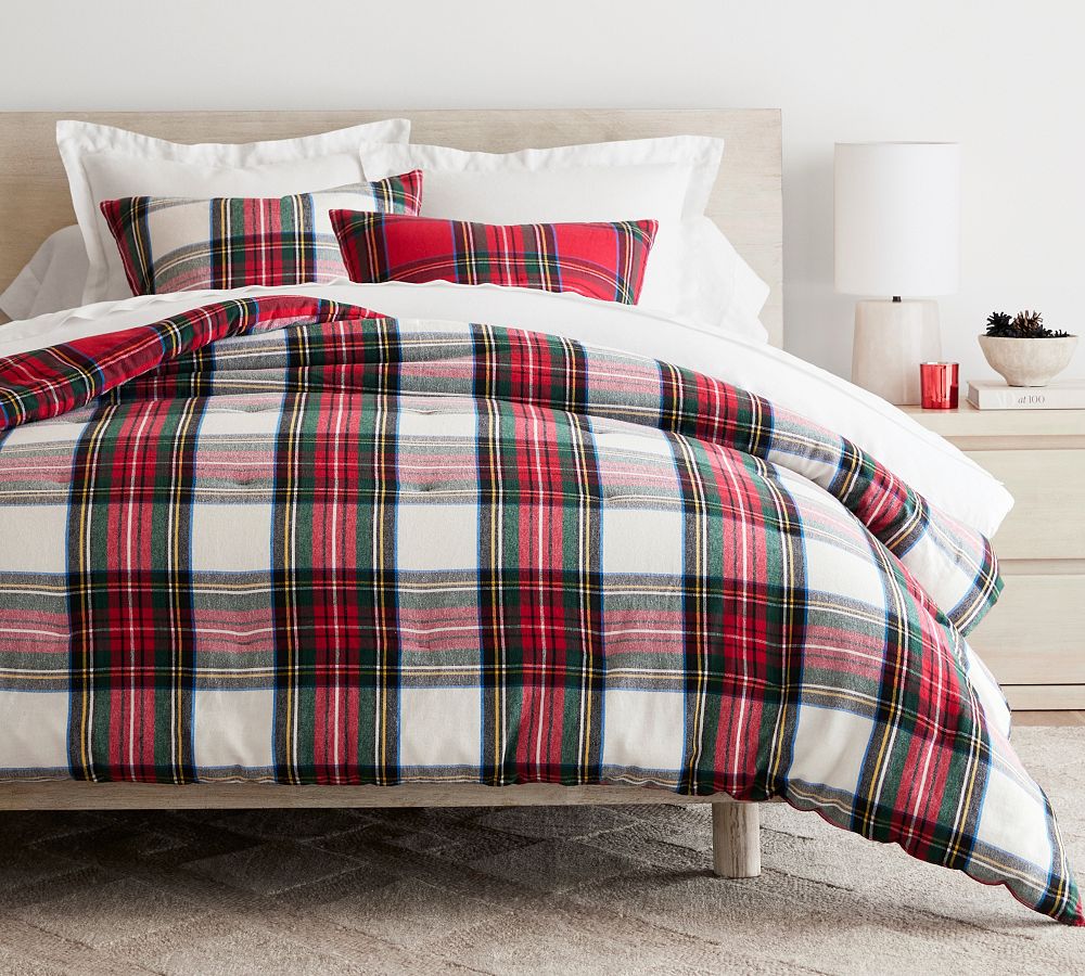 Pottery Barn Stewart Plaid Flannel Reversible Comforter