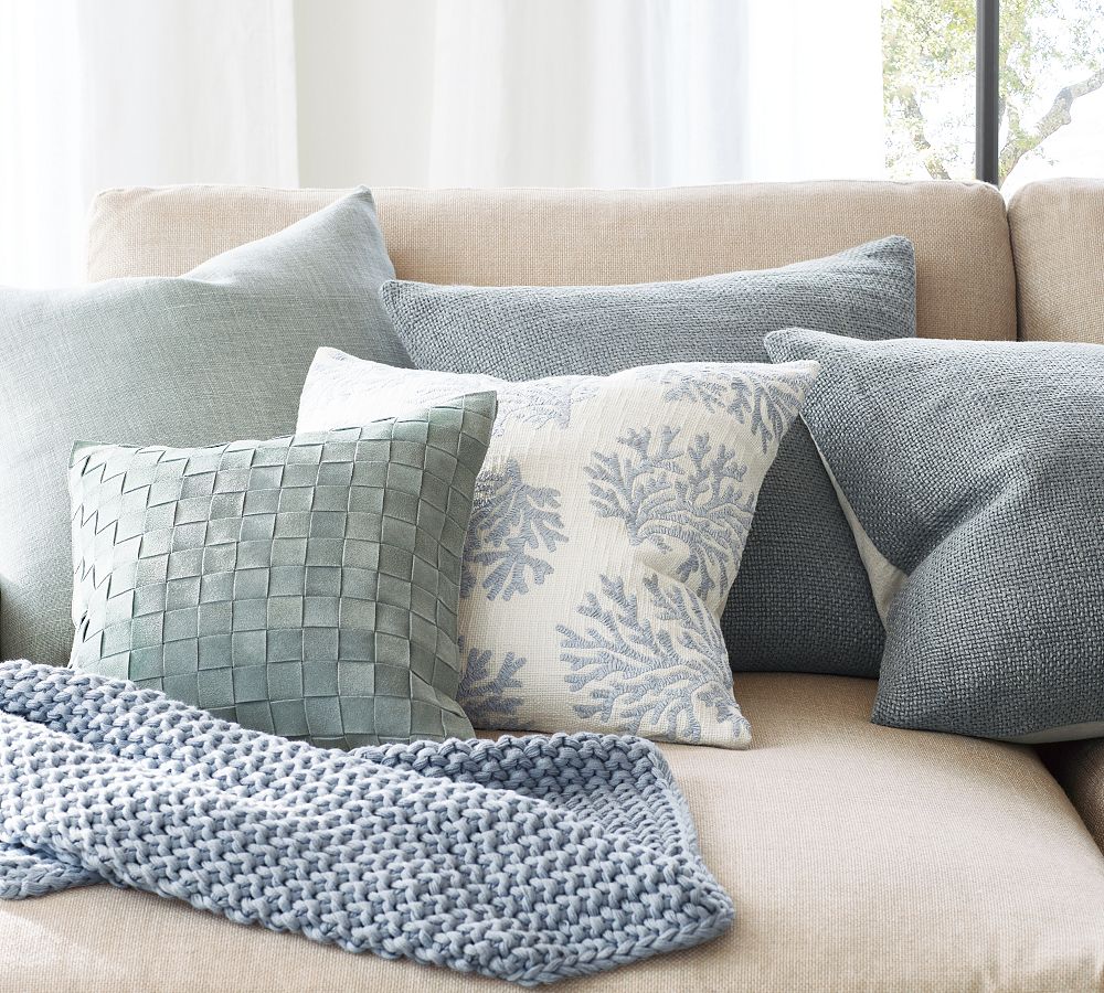 Pottery Barn Coral Embroidered Pillow