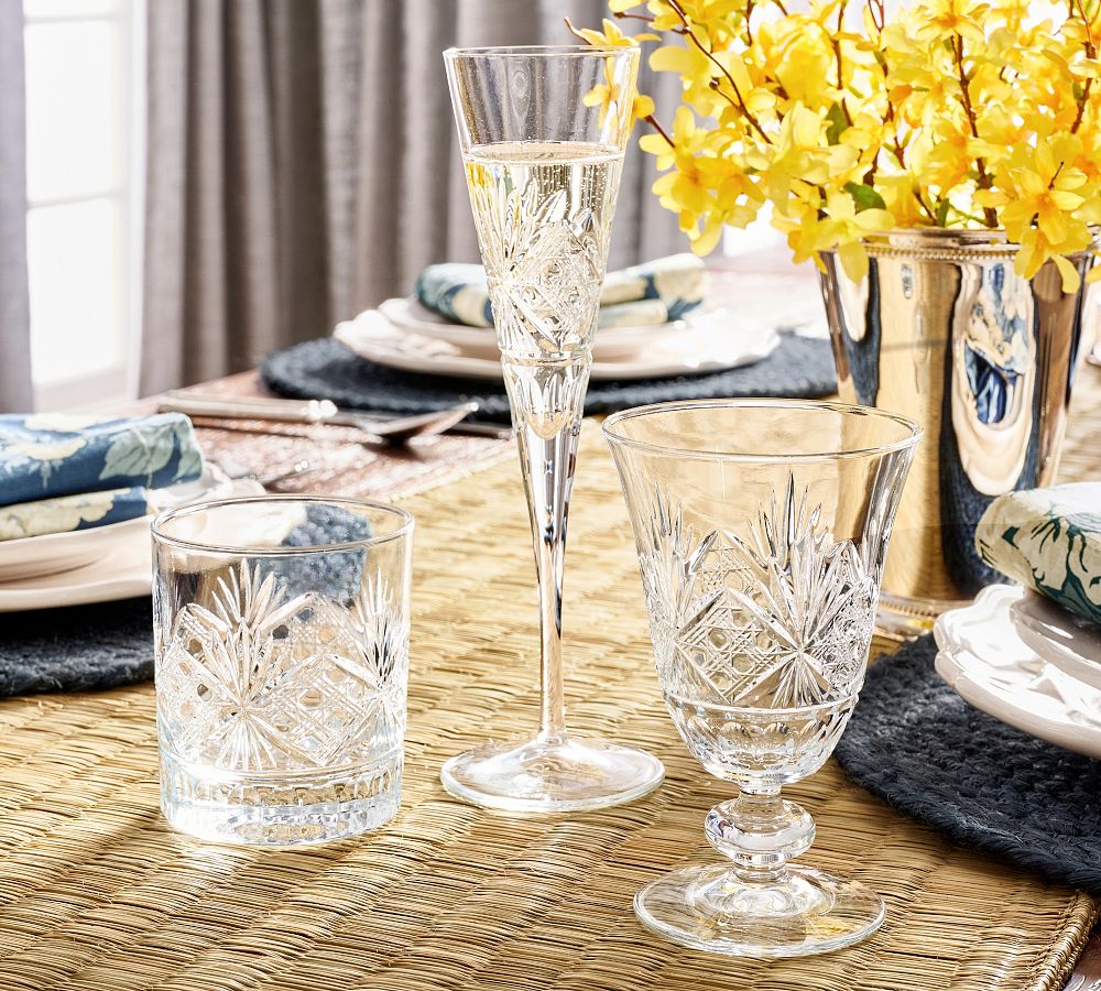 Pottery Barn Antique Cut Champagne Flutes