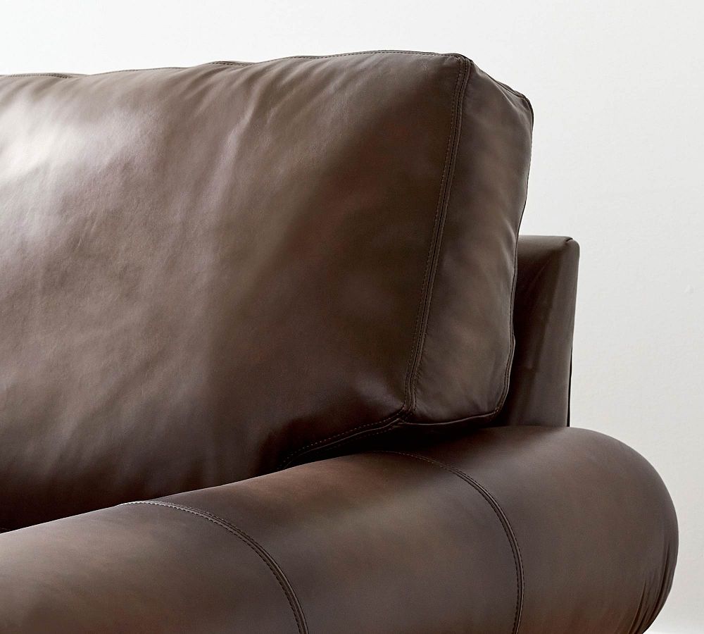 Pottery Barn Turner Roll Arm Leather 4-Piece Chaise Sectional (140"-144")