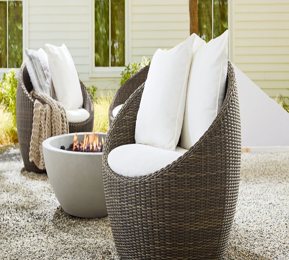 Pottery Barn Torrey Wicker Papasan Swivel Outdoor Lounge Chair