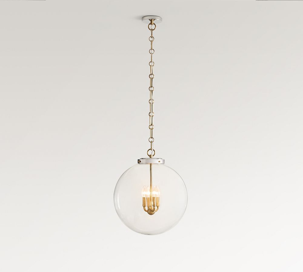 Pottery Barn Anthony Recycled Glass Globe Pendant (14"-18")