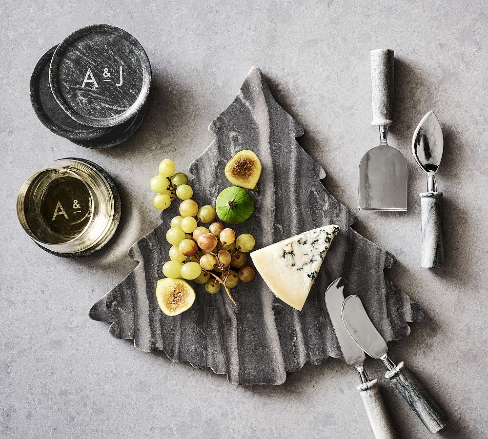 Pottery Barn Gray Marble Cheese Knives - Set of 4