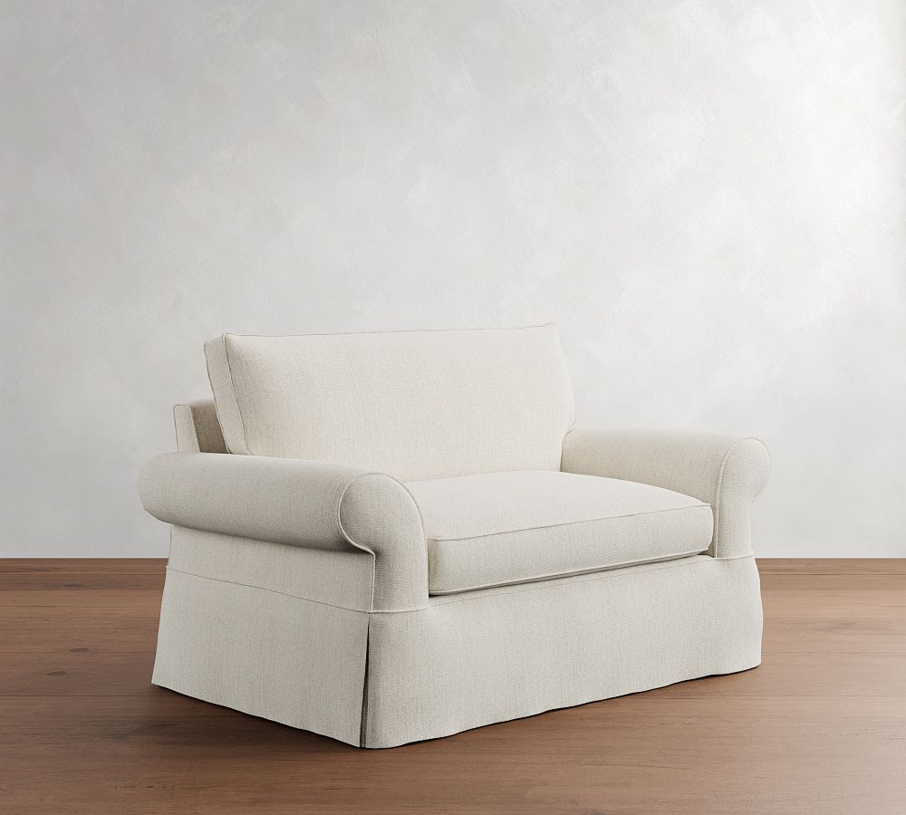 Pottery Barn Pearce Roll Arm Slipcovered Twin Sleeper Sofa with Memory Foam Mattress (64")