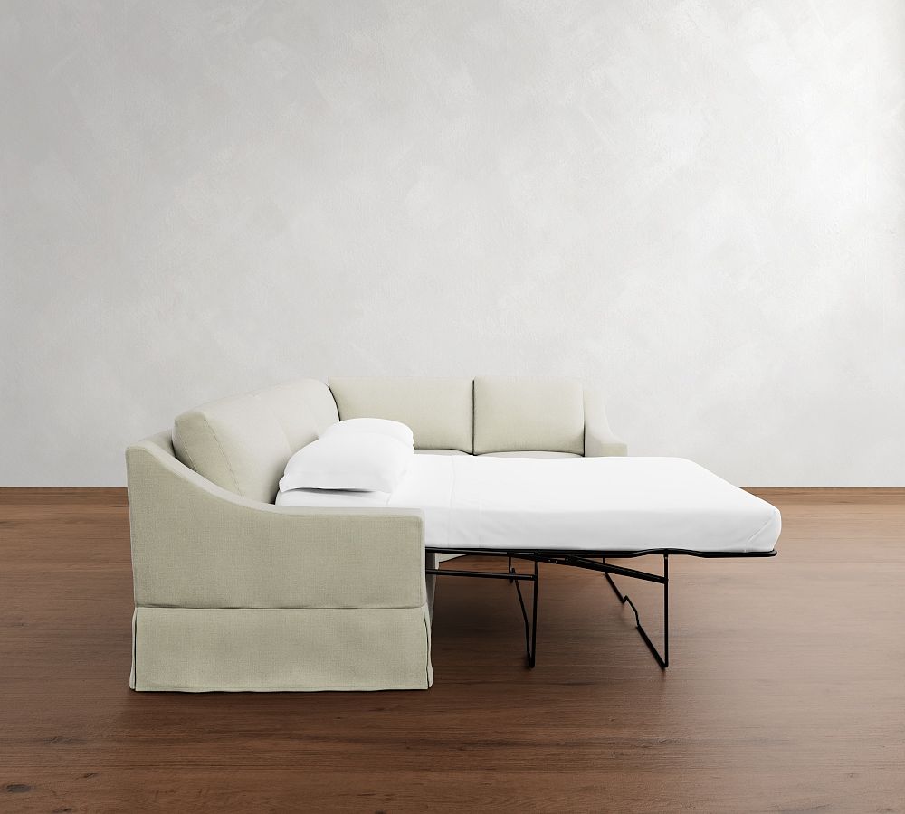 Pottery Barn York Slope Arm Slipcovered 3-Piece Wedge Sleeper Sectional (117")