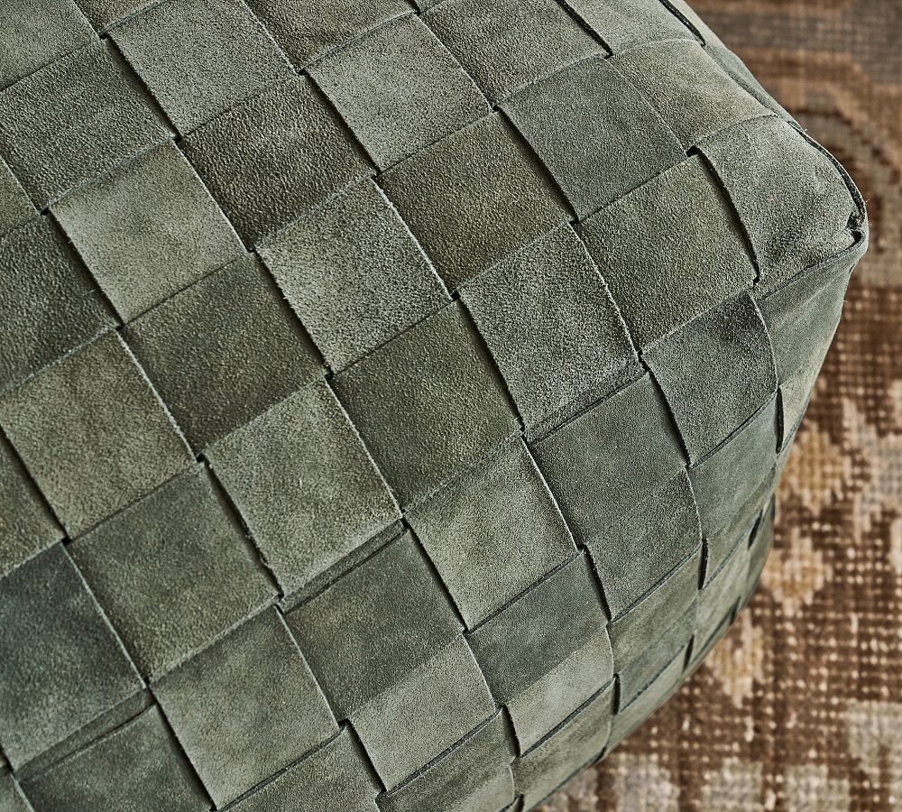 Pottery Barn Suede Basketweave Pouf