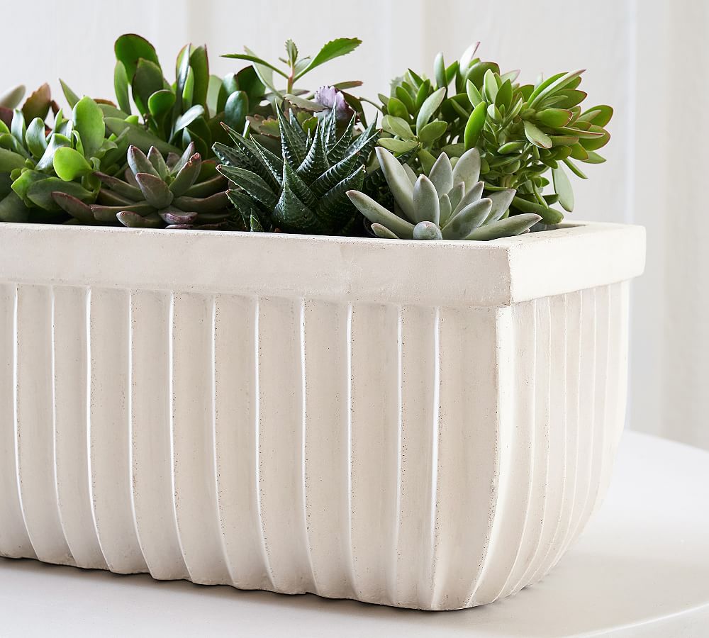 Pottery Barn Concrete Fluted Outdoor Planters