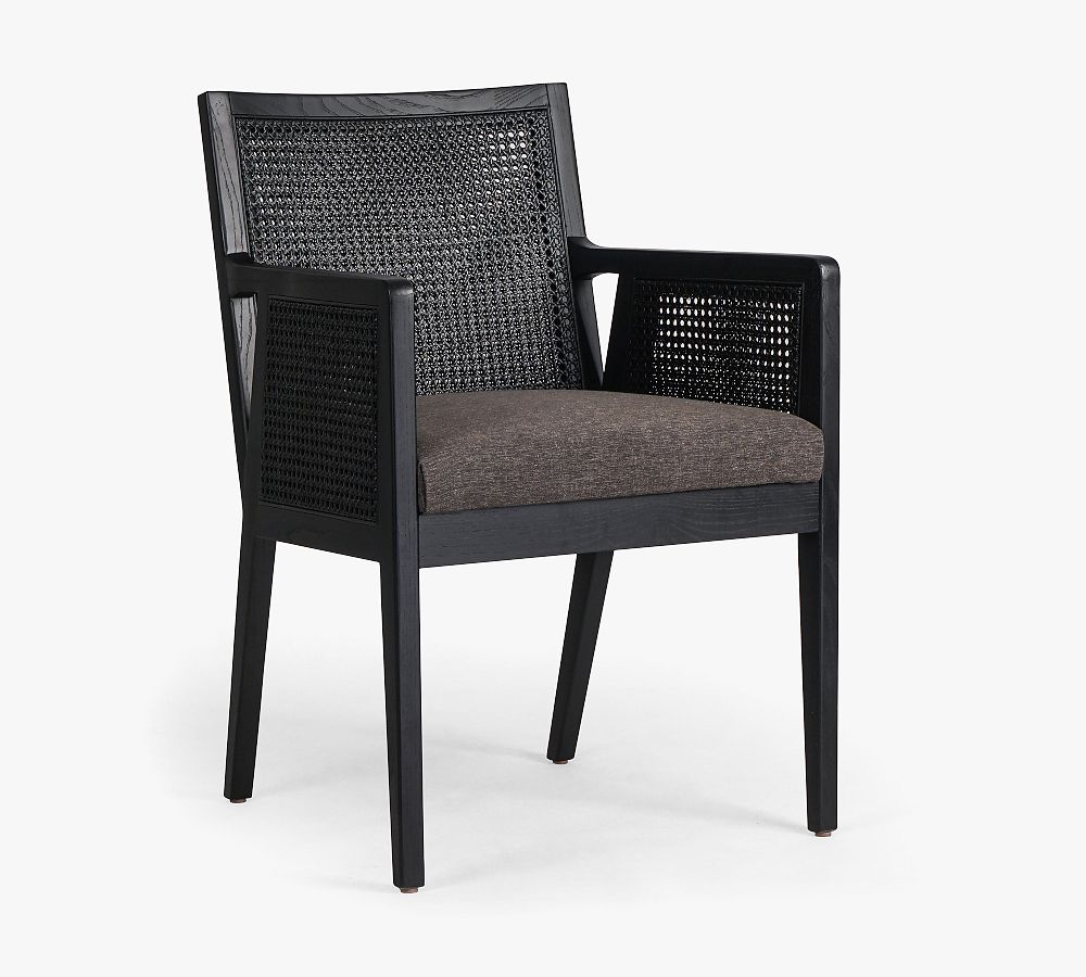 Pottery Barn Lisbon Cane Leather Dining Armchair