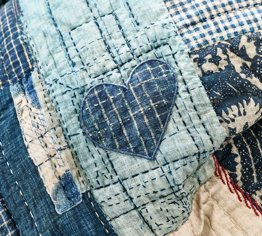 Pottery Barn Love Handcrafted Reversible Quilt