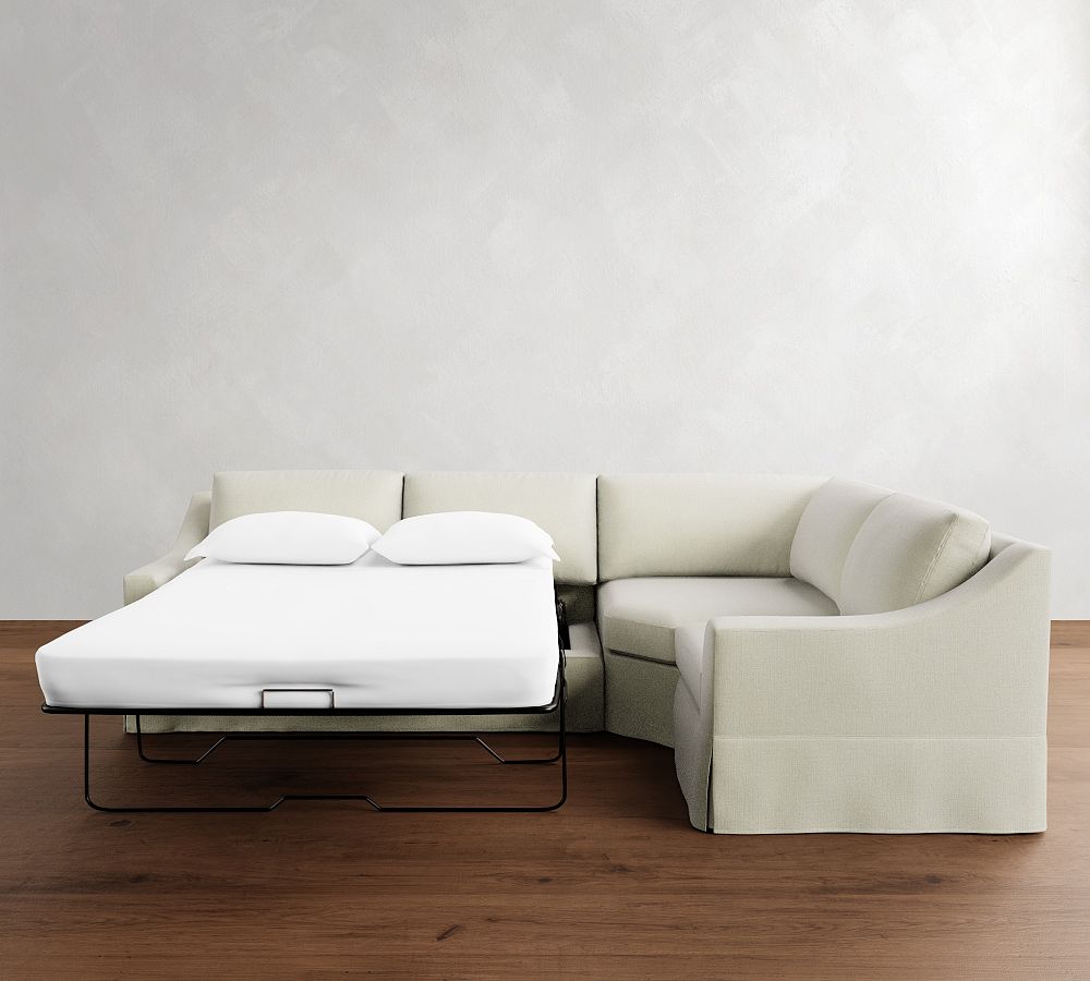 Pottery Barn York Slope Arm Slipcovered 3-Piece Wedge Sleeper Sectional (117")