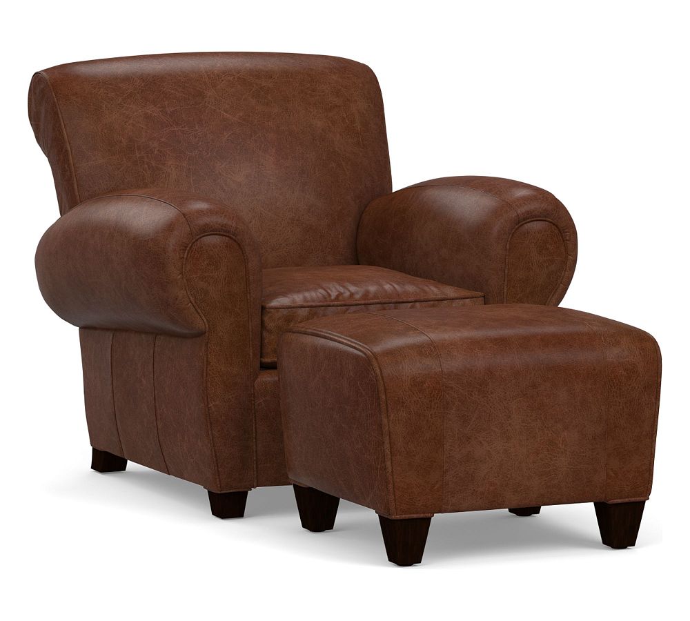 Pottery Barn Manhattan Roll Arm Leather Chair