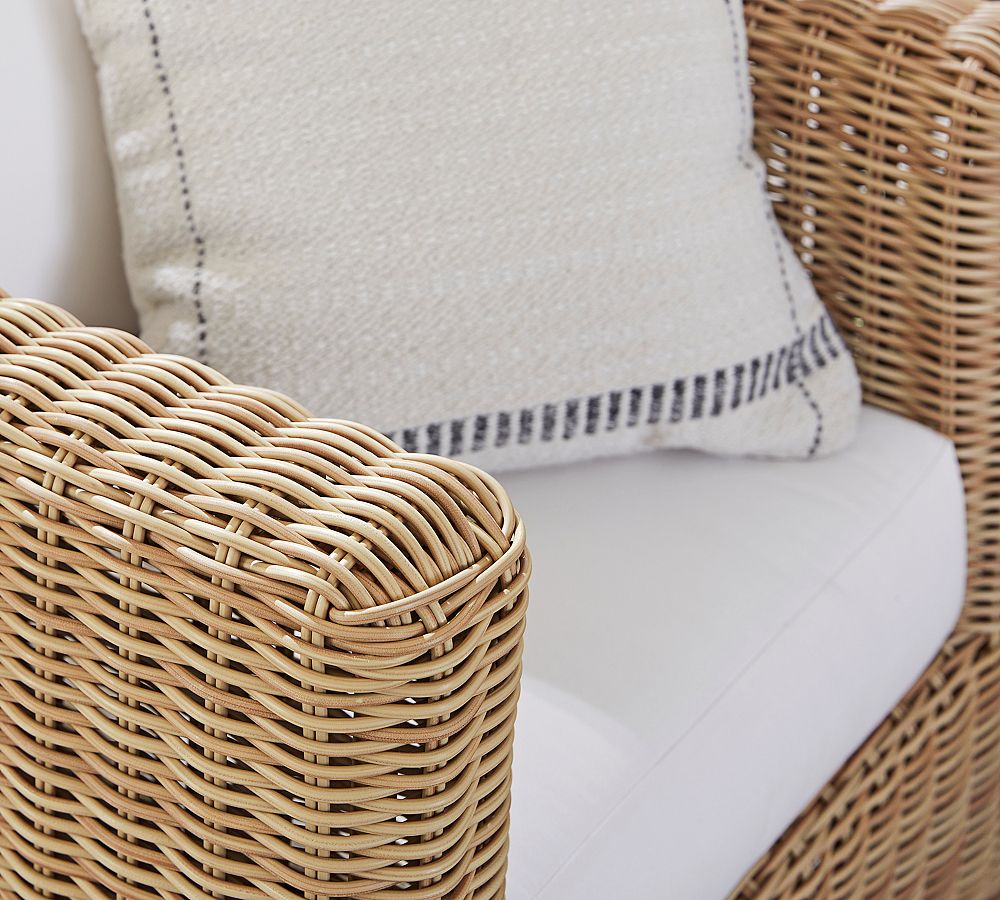 Pottery Barn Huntington Wicker Square Arm Swivel Outdoor Lounge Chair