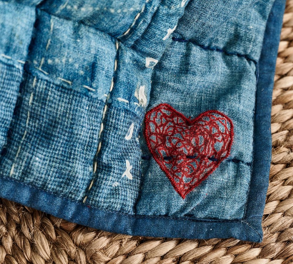 Pottery Barn Love Handcrafted Reversible Quilt