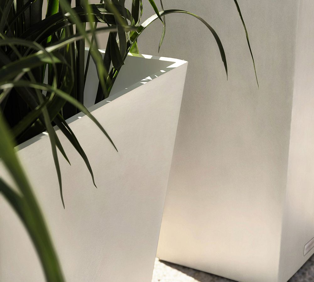 Pottery Barn All Weather Eco Hevea Tapered Cube Tall Outdoor Planters