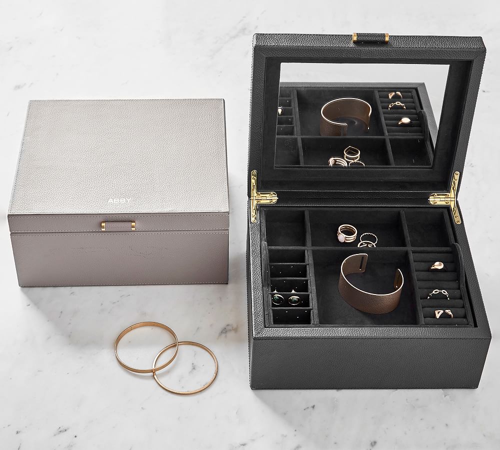 Pottery Barn Quinn Leather Jewelry Storage Collection - Foil Debossed