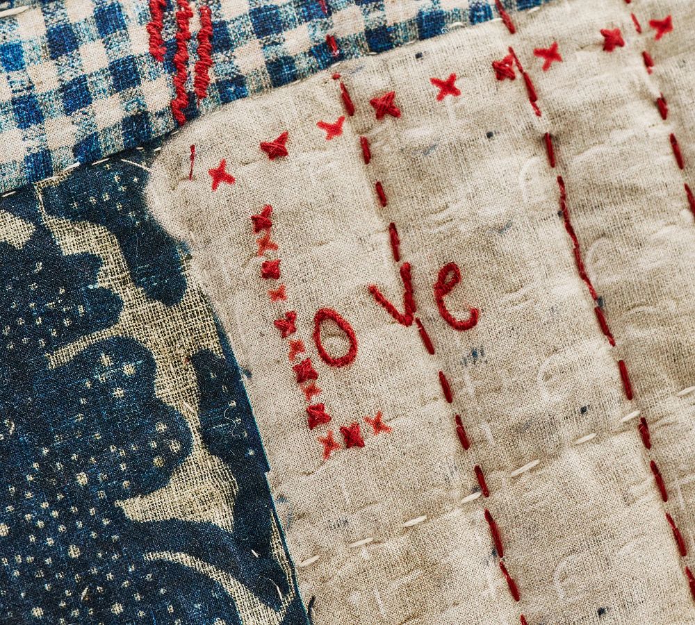 Pottery Barn Love Handcrafted Reversible Quilt