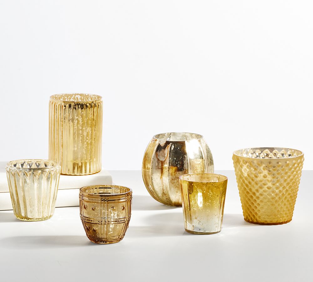 Pottery Barn Eclectic Mercury Glass Votive Holders, Set of 6