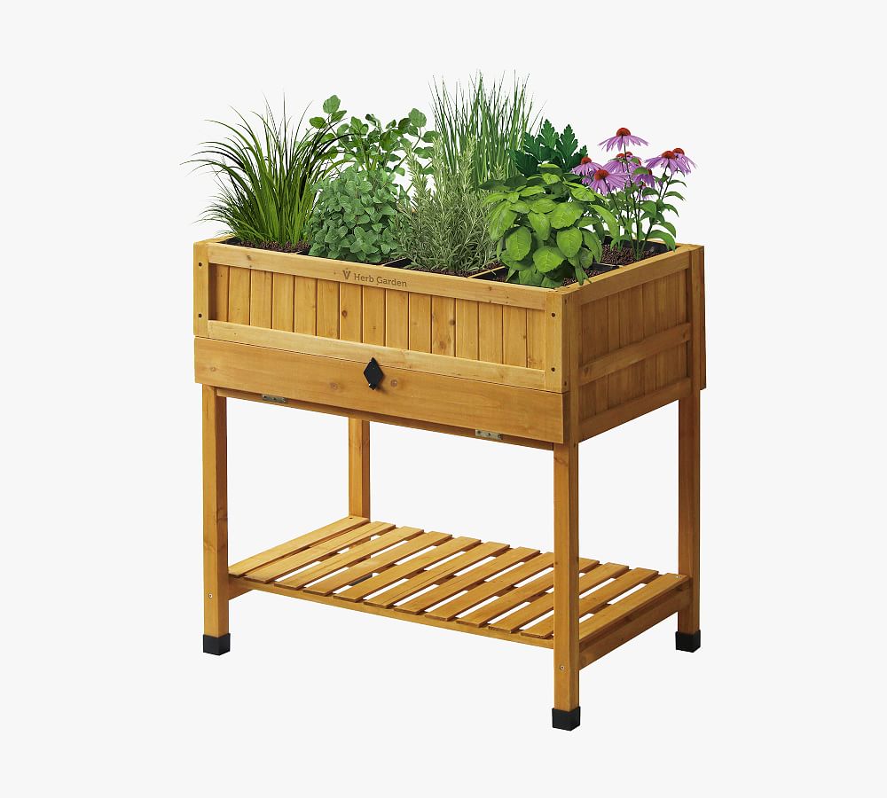 Pottery Barn Cedar 8-Pocket Herb Garden Bed