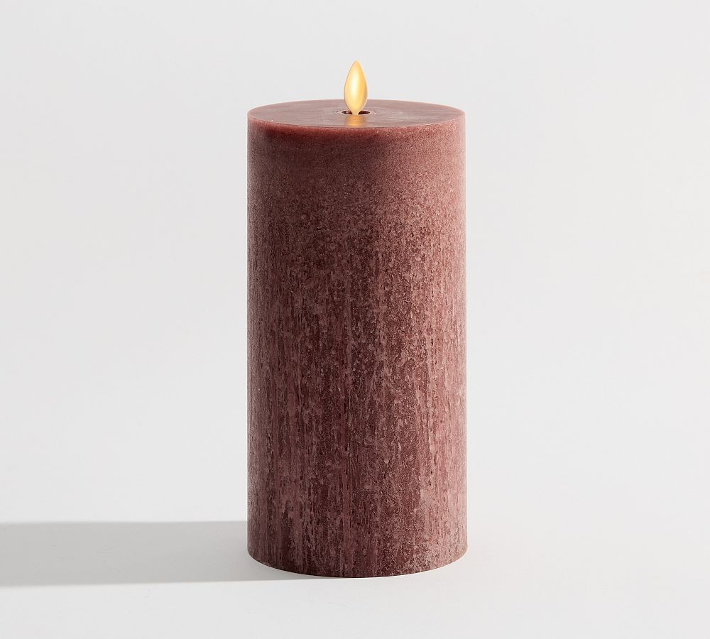 Pottery Barn Premium Flickering Flameless Wax Pillar Candle - Salt Washed