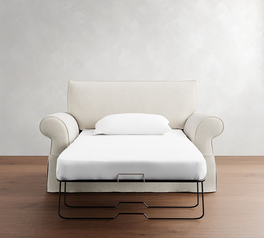 Pottery Barn Pearce Roll Arm Slipcovered Twin Sleeper Sofa with Memory Foam Mattress (64")
