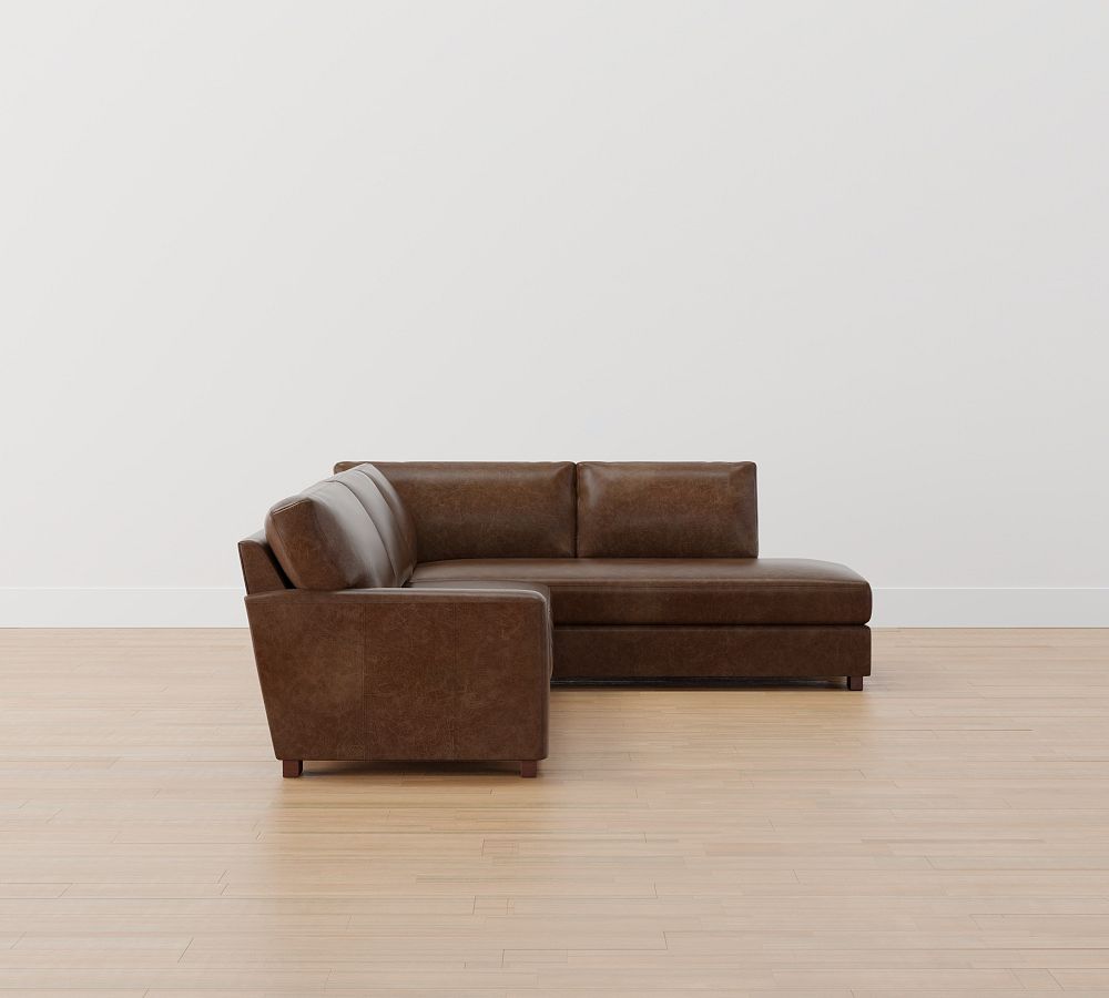 Pottery Barn Turner Square Arm Leather Return Bumper Sectional (106"&ndash;125")