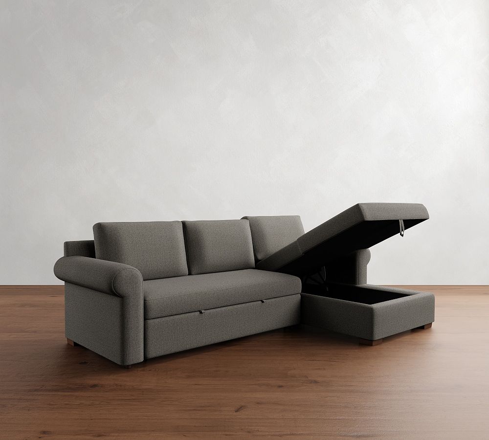 Pottery Barn Shasta Roll Arm Trundle Chaise Sleeper Sectional - Storage Available (102")