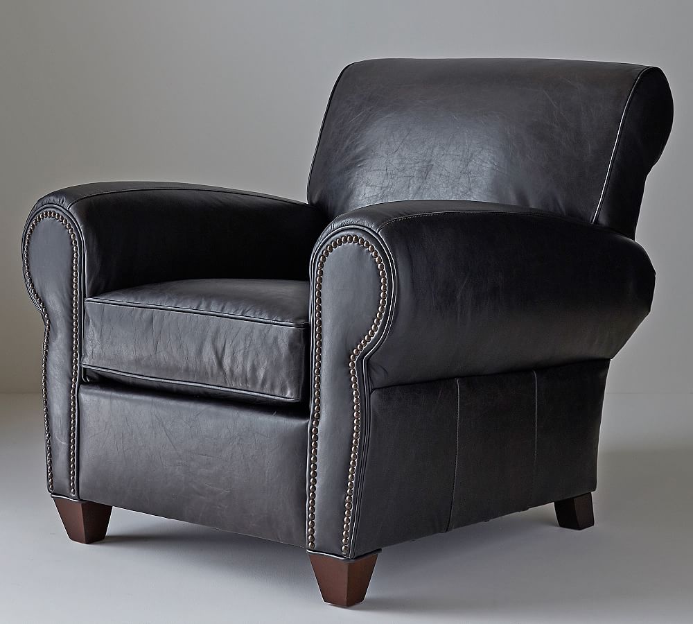 Pottery Barn Manhattan Roll Arm Leather Chair