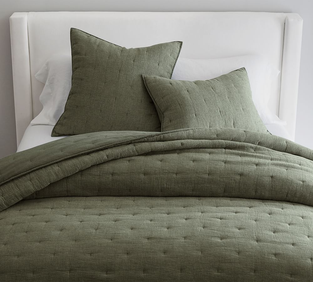 Pottery Barn European Flax Linen Waffle Quilt