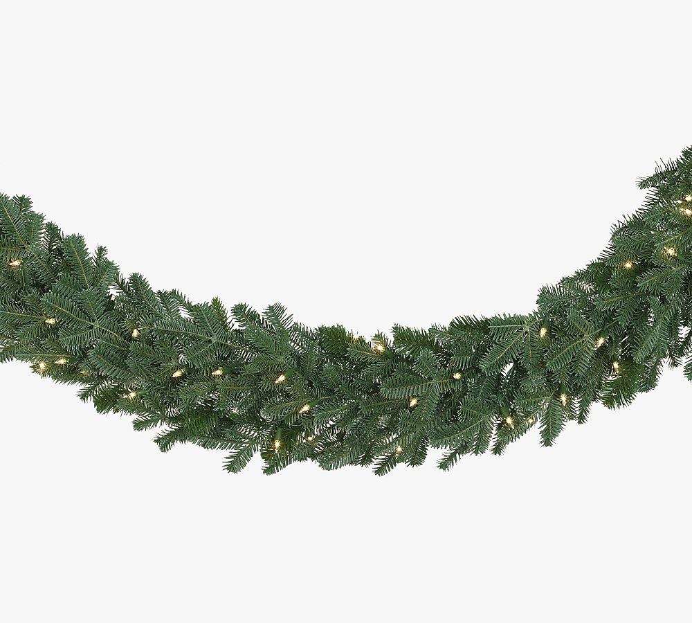 Pottery Barn Tree Classics by Balsam Hill Lit Faux Grand Fir Wreath & Garland With Clear Lights