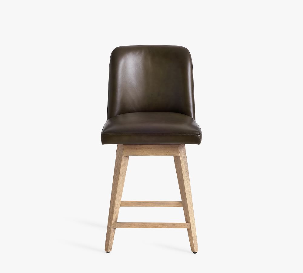 Pottery Barn Layton Leather Swivel Stool