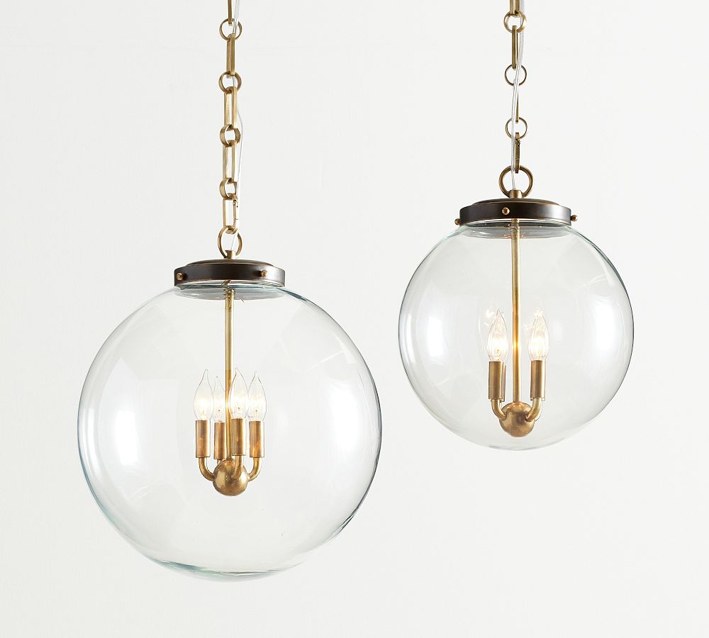 Pottery Barn Anthony Recycled Glass Globe Pendant (14"-18")