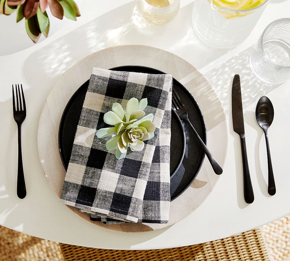 Pottery Barn Dalton Check Cotton/Linen Napkins - Set of 4