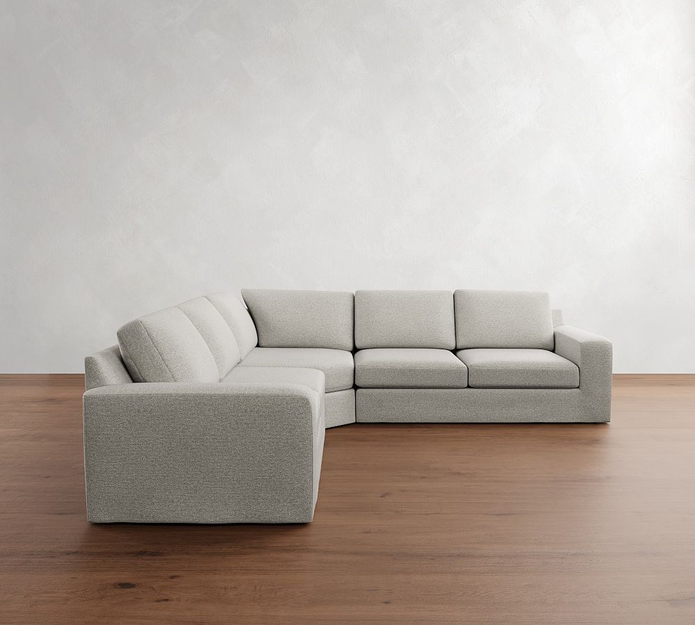 Pottery Barn Big Sur Square Arm Slipcovered 3-Piece L-Shaped Wedge Sectional (123")