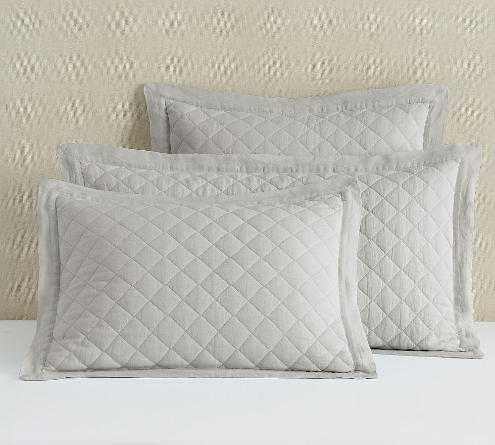 Pottery Barn Belgian Flax Linen Diamond Quilt