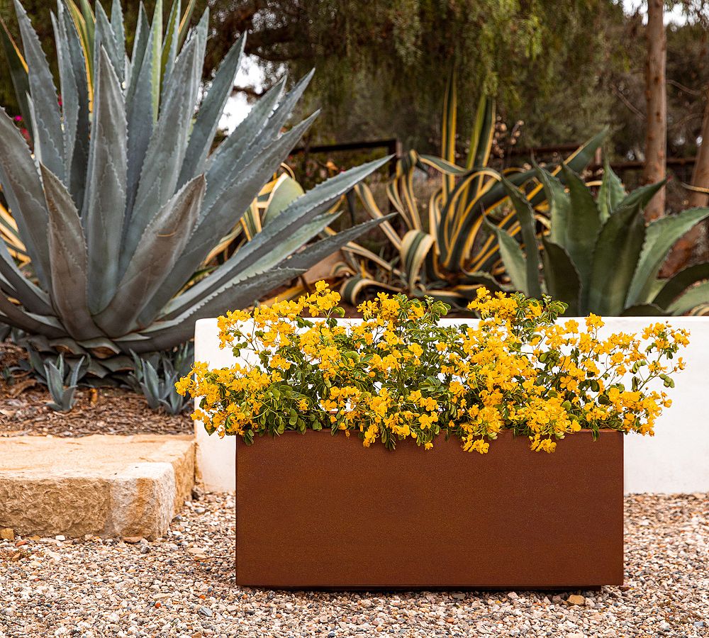 Pottery Barn Long Box Outdoor Planters - Corten Steel
