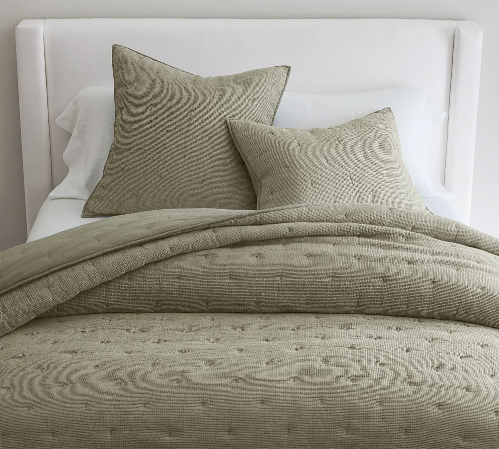 Pottery Barn European Flax Linen Waffle Quilt