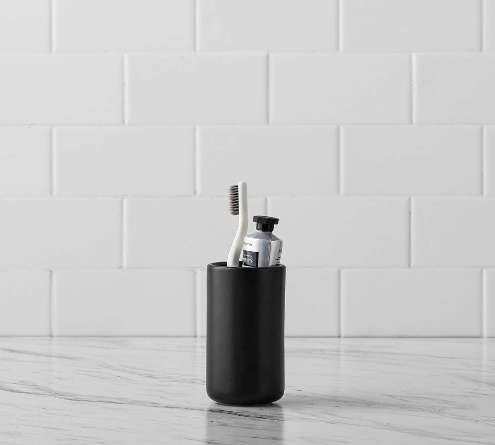 Pottery Barn Matte Black Porcelain Bathroom Accessories