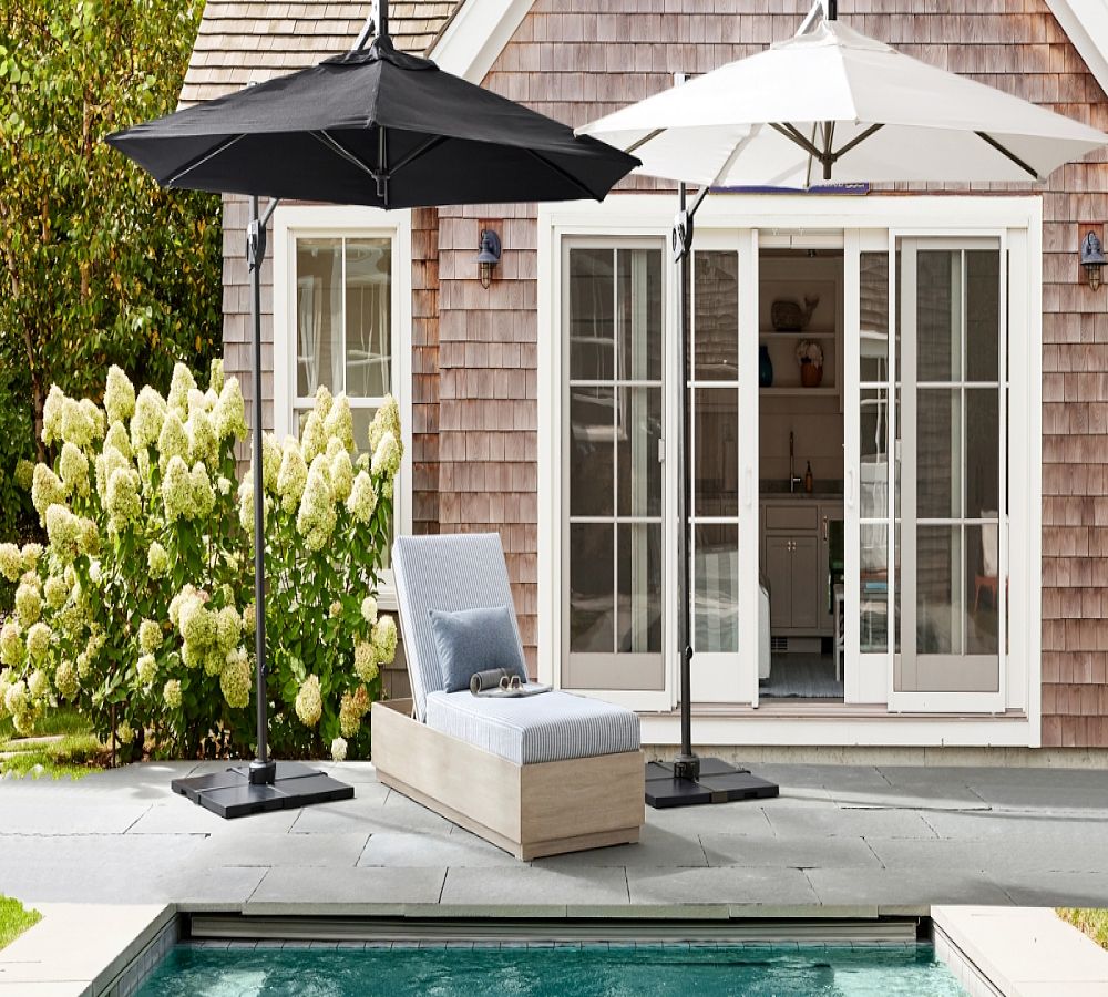 Pottery Barn 10' Round Cantilever Outdoor Patio Umbrella - Rustproof Aluminum Frame with Base