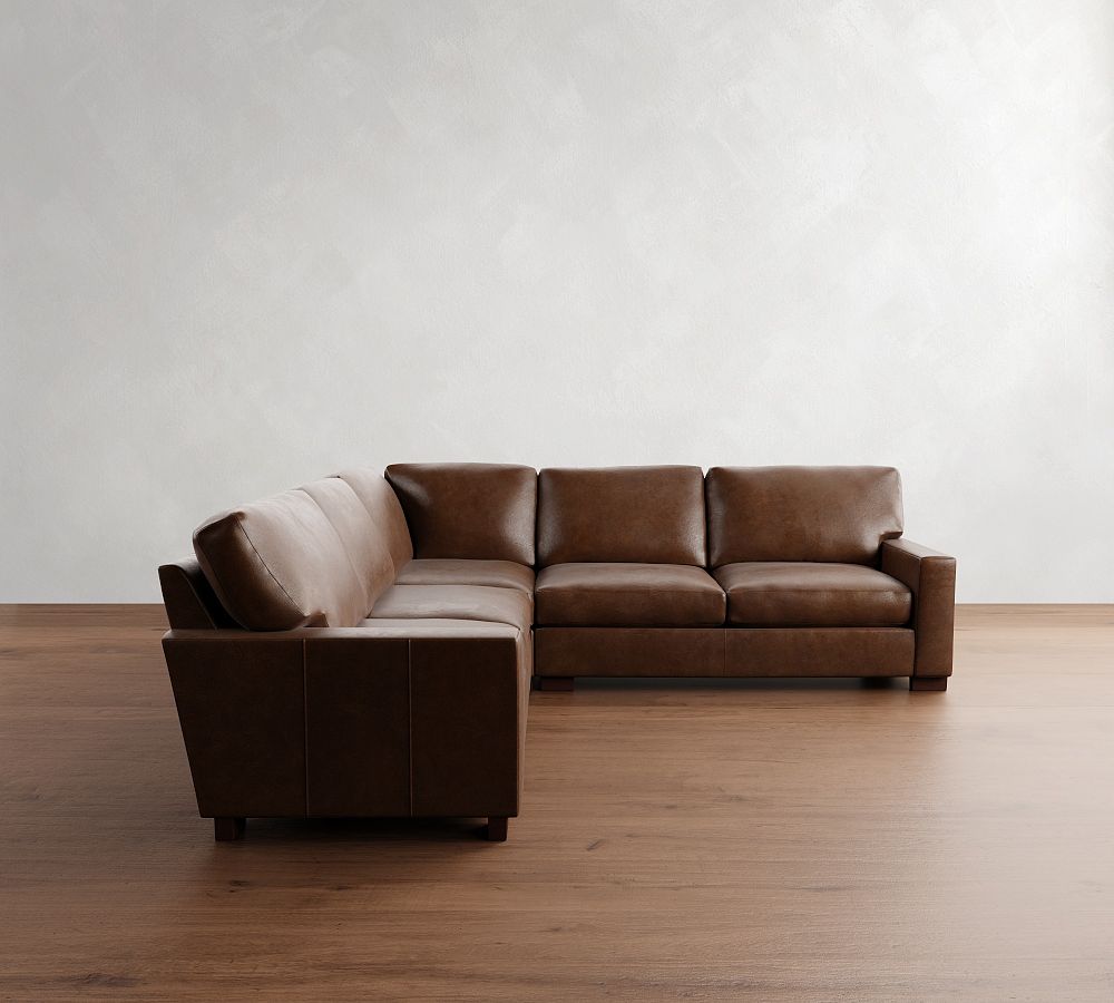 Pottery Barn Turner Square Arm Leather 3-Piece L-Shaped Sectional (106"&ndash;111")