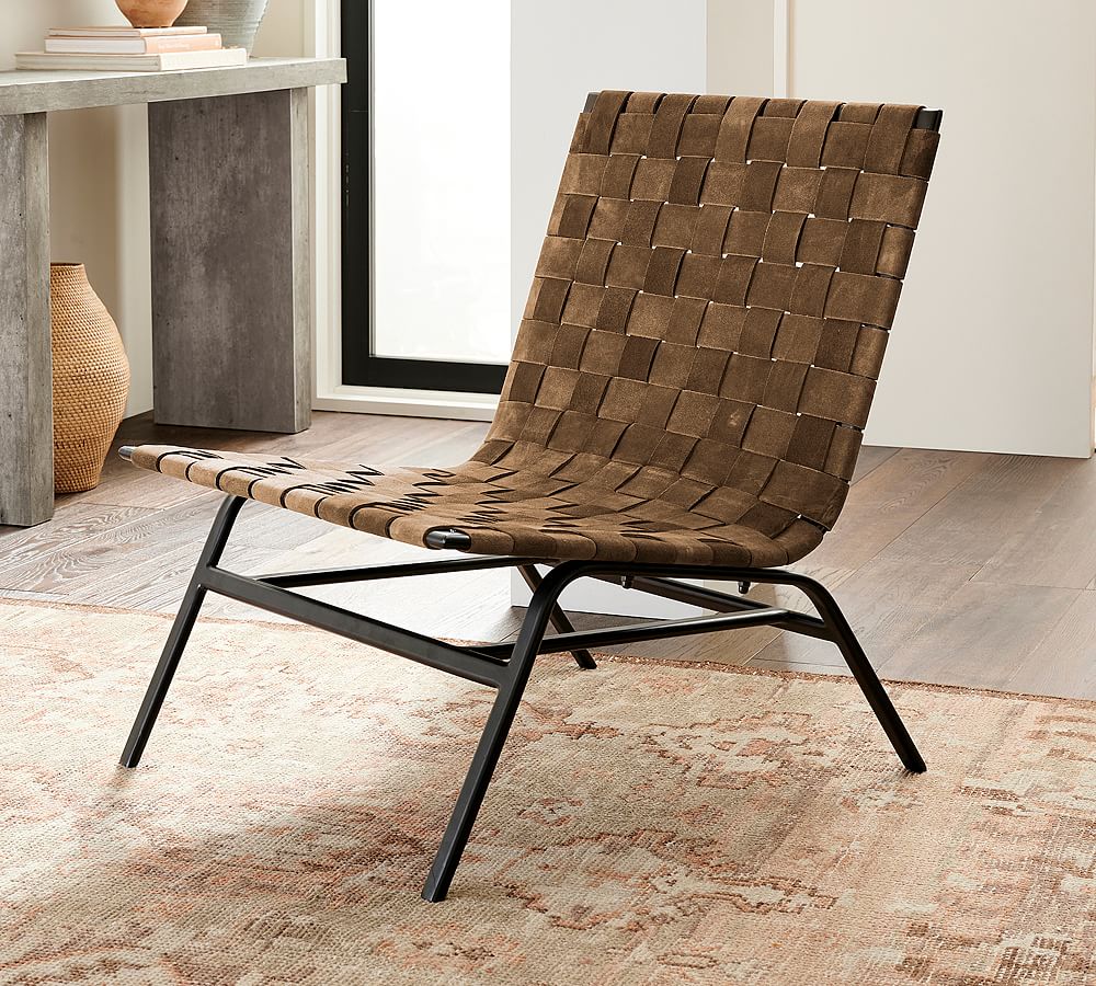 Pottery Barn Shay Woven Leather Accent Chair
